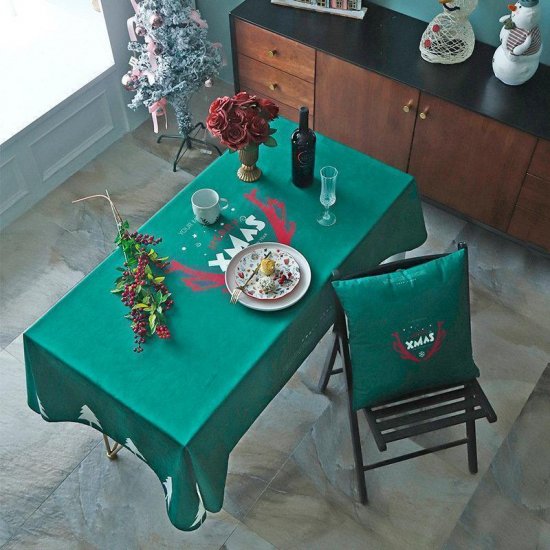 Classical Christmas Santa Elk Rectangular Tablecloth Home Dinning Table Christmas Decor - Click Image to Close