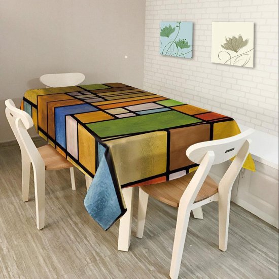 Southeast Asia Rural Home Decor Colorful Lattice Retro Pattern Table Cloth Dining Tablecloth Cover - Click Image to Close