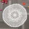 60cm Handmade Crochet Lace Placemat Doilies Cotton Round White Tablecloth Home Decor