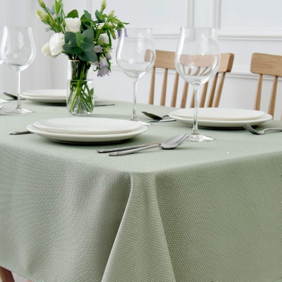 Textured Rectangular Tablecloth Water Resistance Antiwrinkle Spillproof Soft Jacquard Table Cloth - Click Image to Close