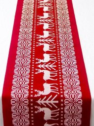 Christmas Linen Tablecloth Christmas Flag Home Party Decorative Elk Tapestry Red Table Runners Cover