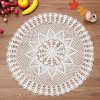 60cm Handmade Crochet Lace Placemat Doilies Cotton Round White Tablecloth Home Decor