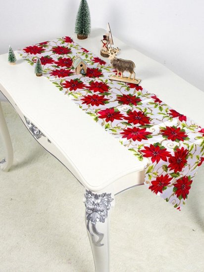 180*35cm European Christmas Decoration Embroidery Christmas Table Flag Home Desktop Decor - Click Image to Close