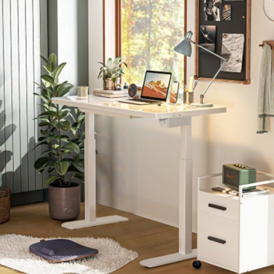 Electric Height Adjustable Home Office Desk with Storage - Click Image to Close