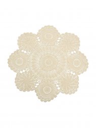 70cm Round Beige Handmade Crochet Lace Floral Doily Placemat Cotton Tablecloth Home Decor