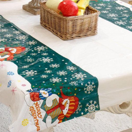 Christmas Disposable Tablecloth Festive Rectangle Table Cloth Xmas Tableware Dining Kitchen Tools - Click Image to Close