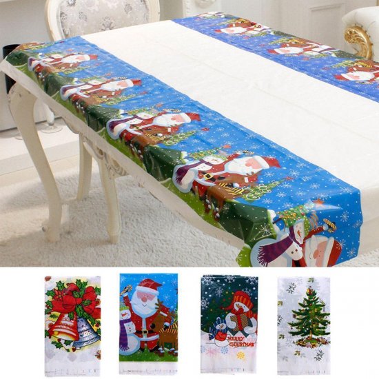 Christmas Disposable Tablecloth Festive Rectangle Oblong Table Cloth Tableware - Click Image to Close