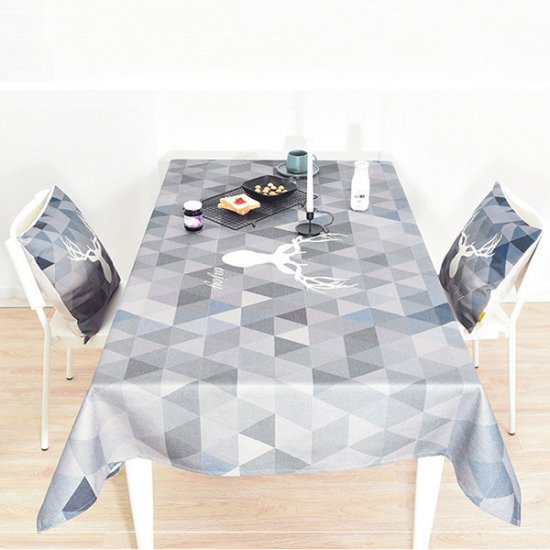 Nordic Style Inspissate Tablecloth Deer Plaid Pattern Cotton Linen Table Cloth Home Decor - Click Image to Close