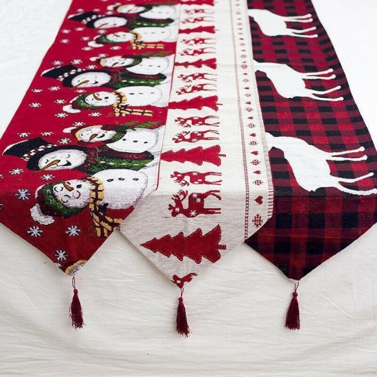 Creative European Christmas Decorations Cotton Linen Embroidery Christmas Table Flag Home Desk Decor - Click Image to Close