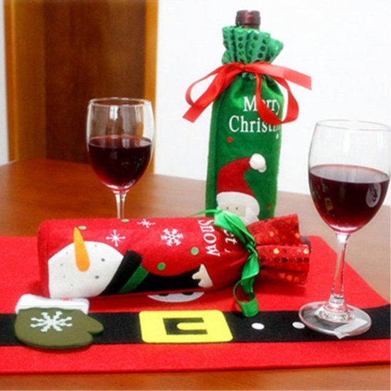 Christmas Party Dinner Tableware Mat Pad Dish Bowl Fork Placemat Runner Table Decoration - Click Image to Close