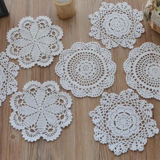 12pcs Hand Crochet Lace Coasters - Click Image to Close