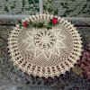 60cm Handmade Crochet Lace Placemat Doilies Cotton Round White Tablecloth Home Decor