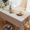 Japan Style Linen Cotton Tassel Table Cloth Rectangular Lace Edge Tablecloth For Wedding Dustproof Table Covers Home Textile