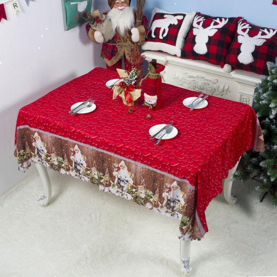 150x180cm Retro Christmas Washable Tablecloth Home Dinning Table Christmas Decor Table Cover - Click Image to Close