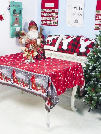 150x180cm Retro Christmas Washable Tablecloth Home Dinning Table Christmas Decor Table Cover - Click Image to Close