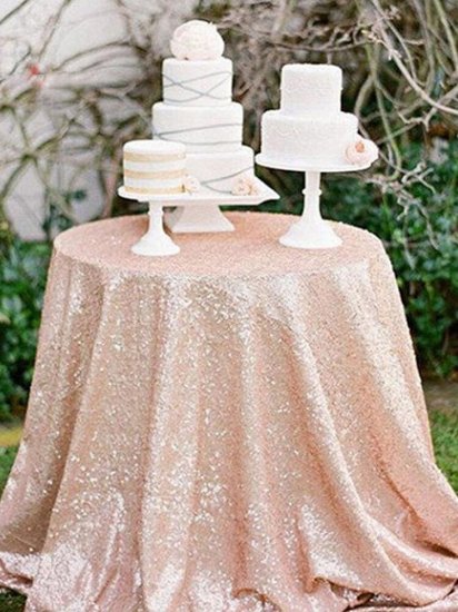 Incredible Food 12''x120'' Sparkly Rose Gold Shine Sequin Table Cloth Dinner Wedding Party Decor - Click Image to Close